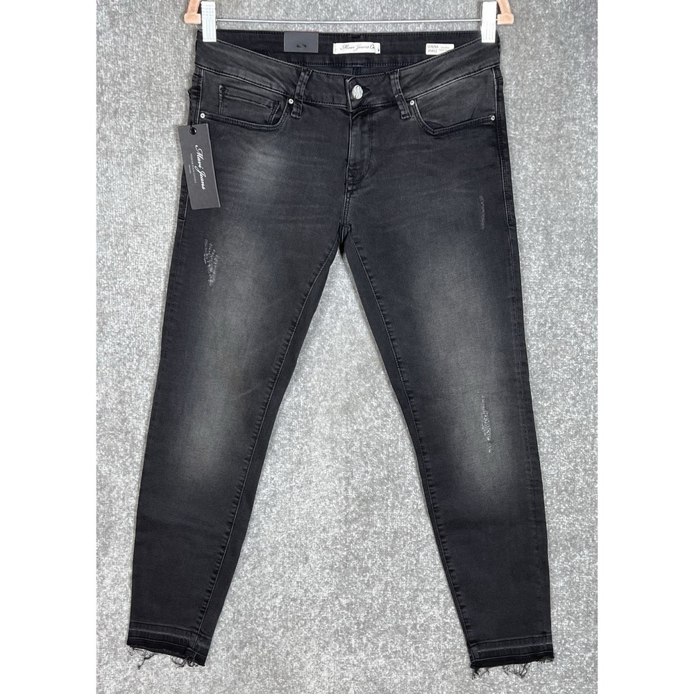Mavi Serena Ankle Low Rise Super Skinny Jeans Womens Sz 29 Black Distressed New